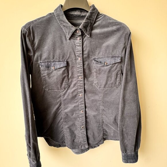 Vintage Armani Jeans Corduroy Long Sleeve Shirt Jacket Dark Navy Unisex - Picture 1 of 11